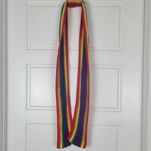 Homemade crochet rainbow color scarf